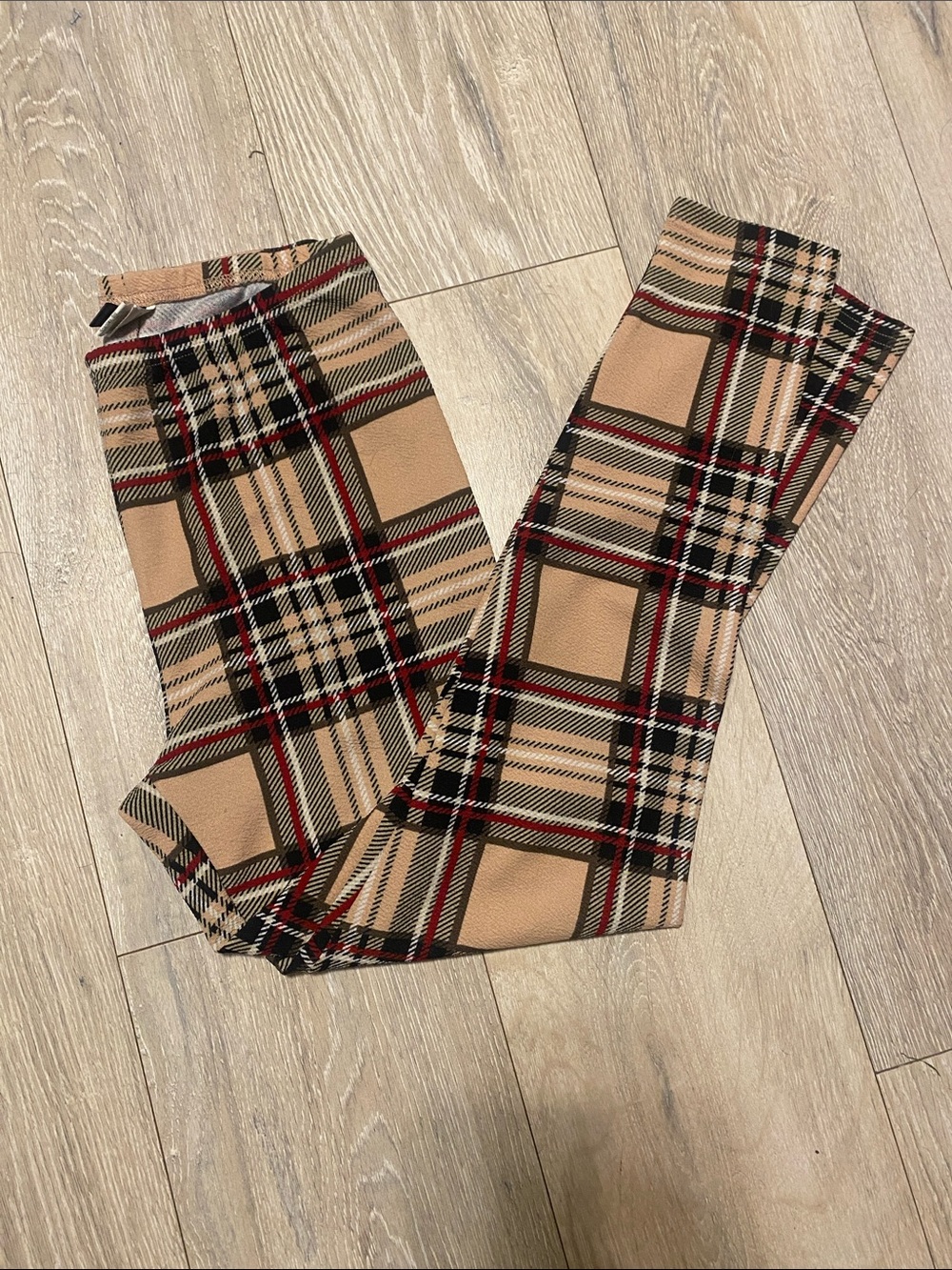 SHEIN Pink Plaid High-Waist Pants with Black & Red Accents